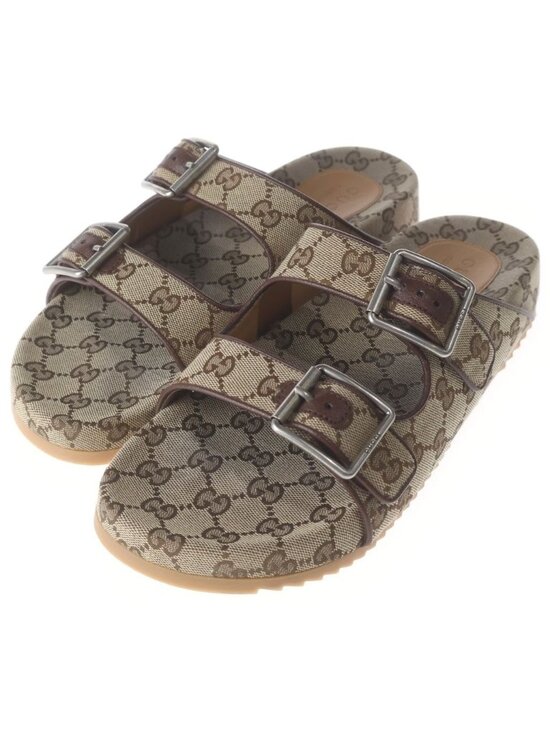 Gucci GG Logo Canvas Slide Sandals Beige main image 5